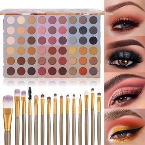 UCANBE Neutral Eyeshadow Makeup Palette + 15 PCS Eye Brushes Set